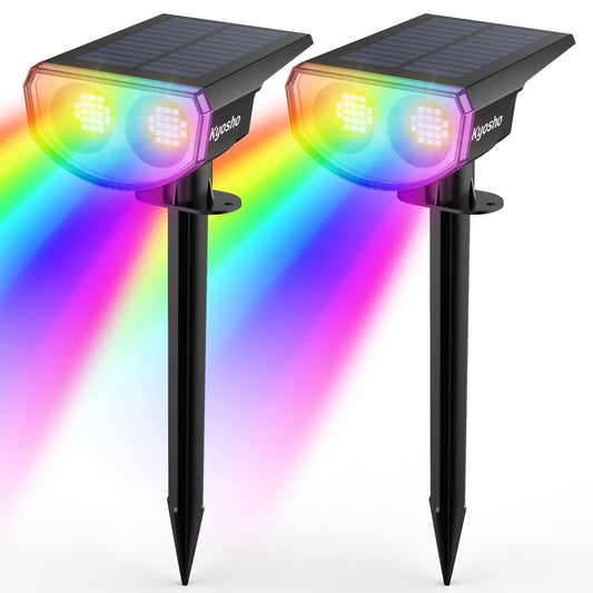 Kyosho Solar Color Spot Lights Outdoor, 9 Lighting Modes Halloween Christmas Lights