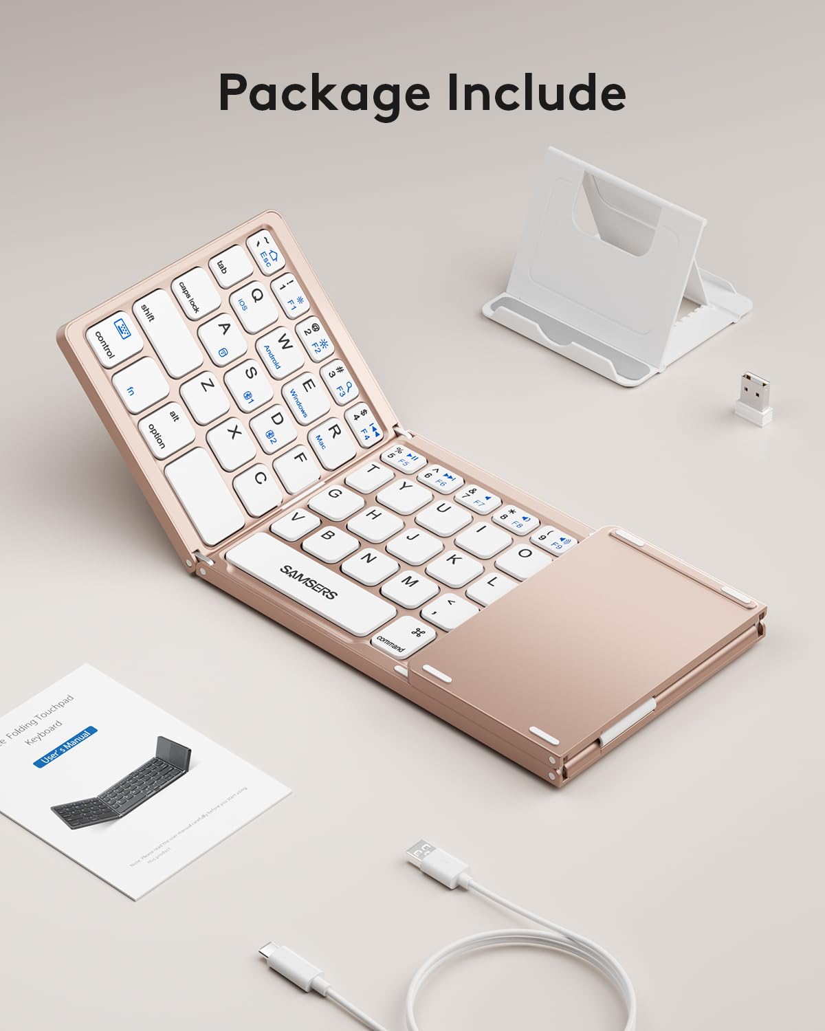 Samsers Foldable Bluetooth Keyboard with Touchpad- Black