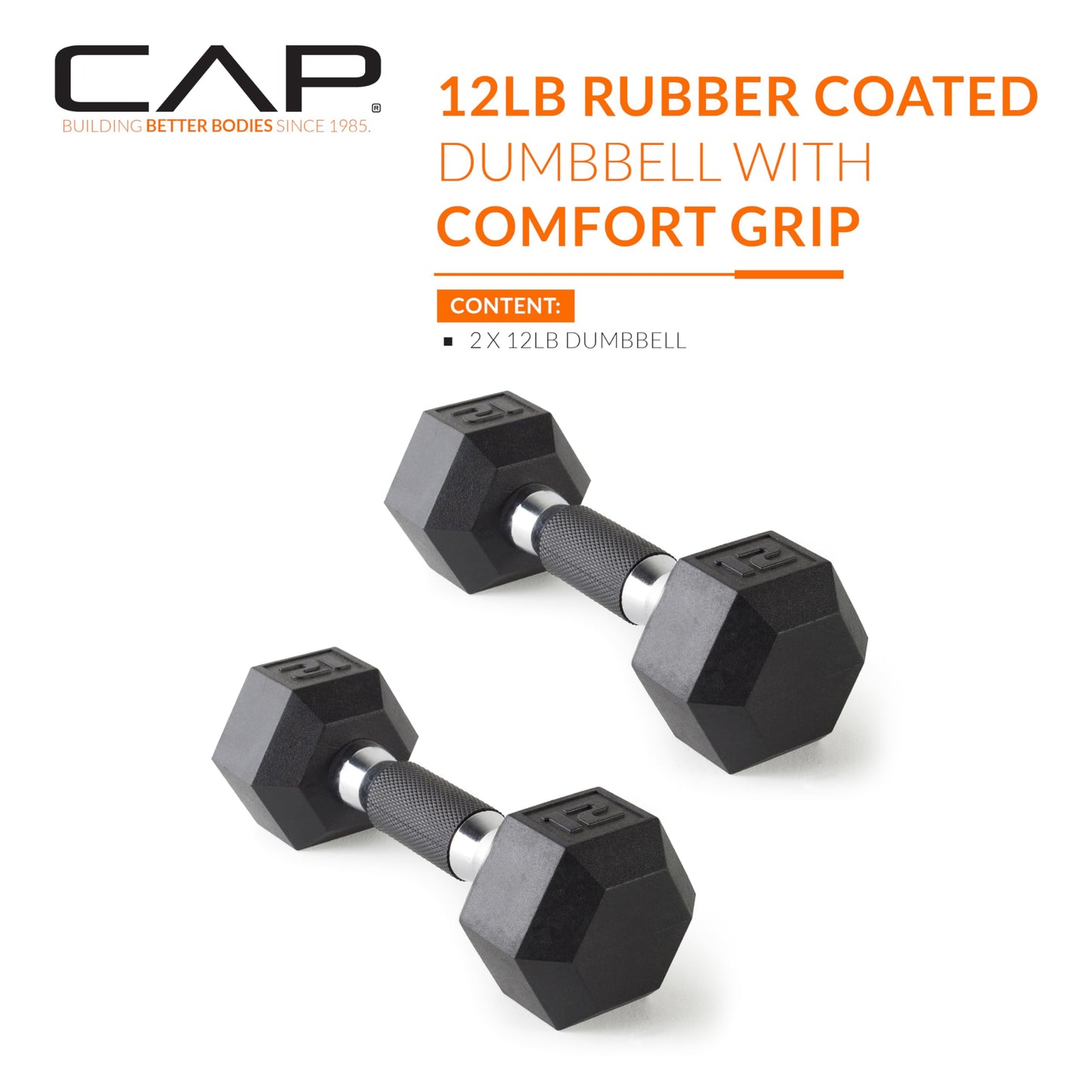 CAP Barbell 10 LB Coated Hex Dumbbell Weight Pair with Black Handle