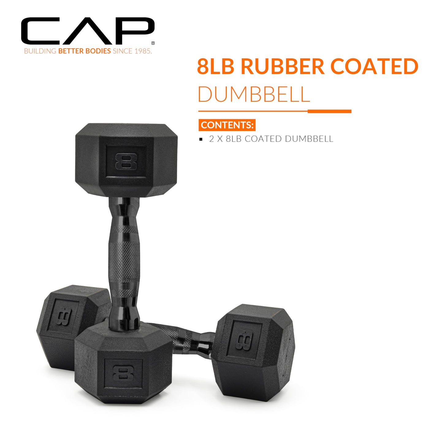 CAP Barbell 10 LB Coated Hex Dumbbell Weight Pair with Black Handle