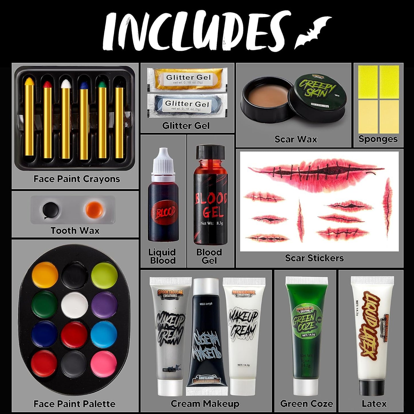 Spooktacular Creations 26 Pcs Halloween Family Makeup Kit