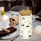 Joyseller Halloween Glass Cup, 18oz Cute Ghost Cat Iced Coffee Can Glass Tumbler