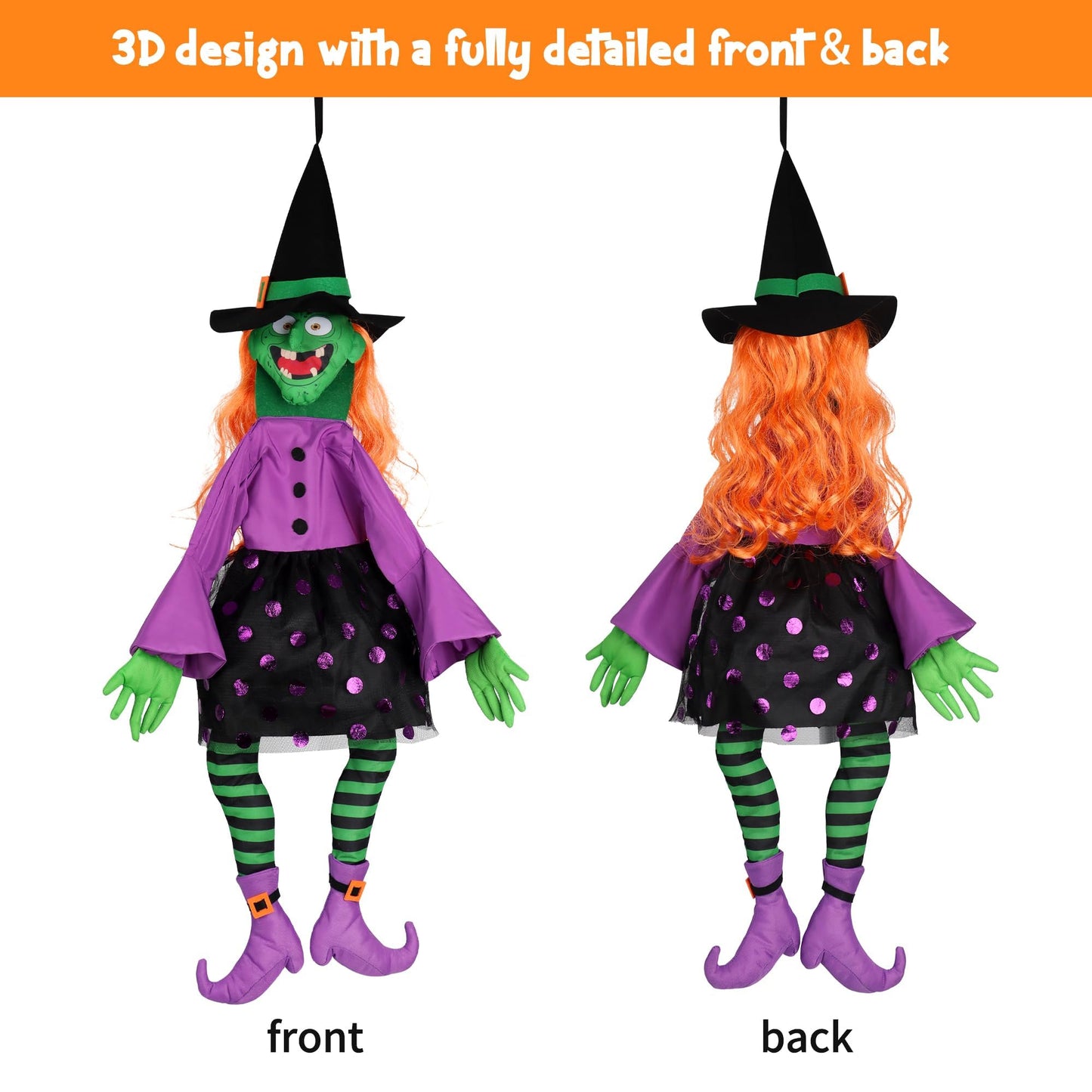POPGIFTU 64" Large Crashing Witch into Tree Halloween Outdoor Decoration