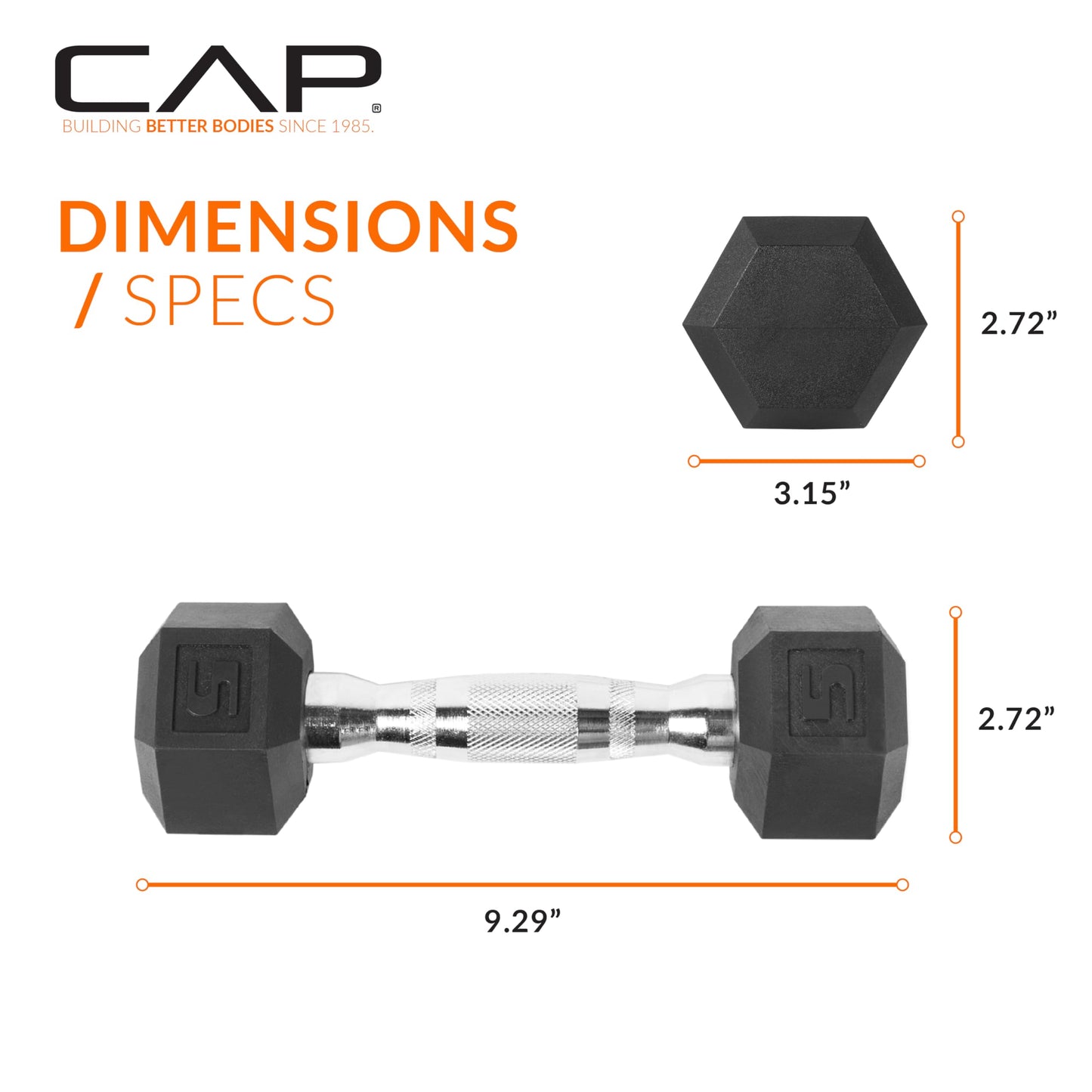 CAP Barbell 10 LB Coated Hex Dumbbell Weight Pair with Black Handle