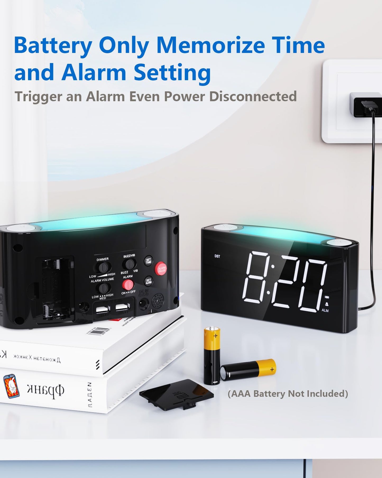 Vibrating Alarm Clock with  Color Display