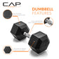 CAP Barbell 10 LB Coated Hex Dumbbell Weight Pair with Black Handle