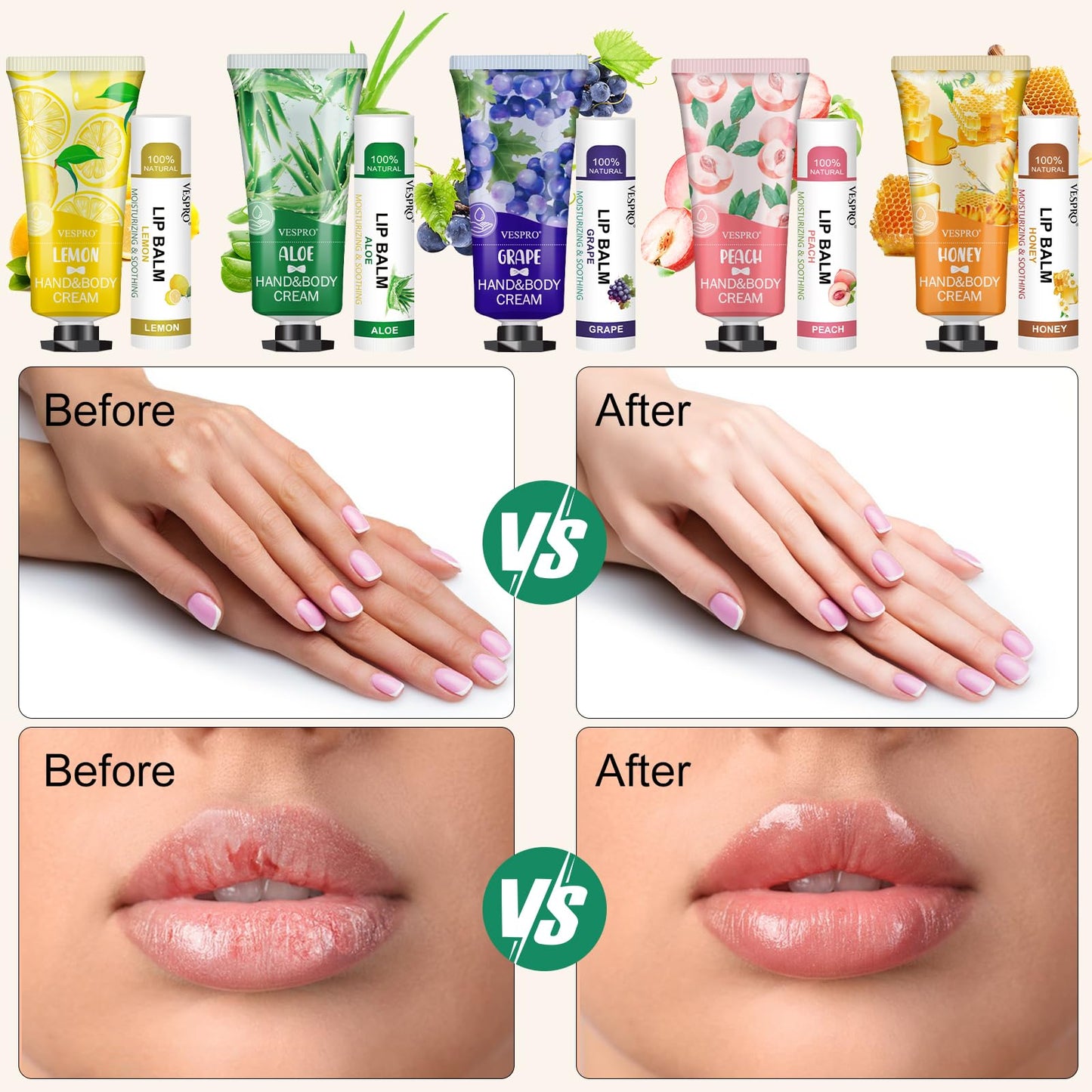 VESPRO 50 Pack Halloween Hand Cream, Facial Mask and Lip Balm Set