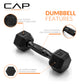 CAP Barbell 10 LB Coated Hex Dumbbell Weight Pair with Black Handle