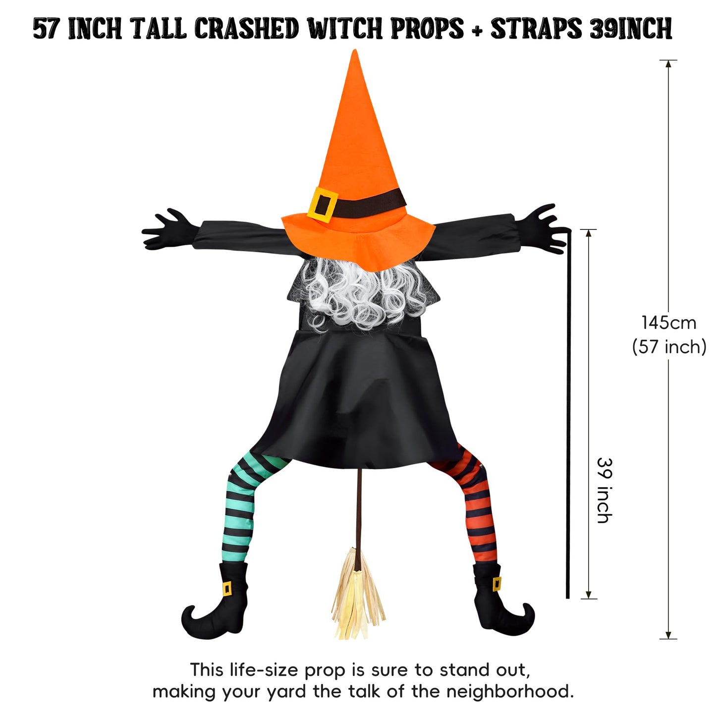 POPGIFTU 64" Large Crashing Witch into Tree Halloween Outdoor Decoration
