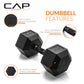 CAP Barbell 10 LB Coated Hex Dumbbell Weight Pair with Black Handle