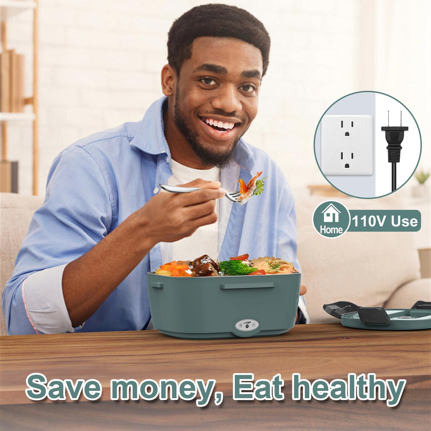 WisaKey Green Electric Lunch Box Food Heater