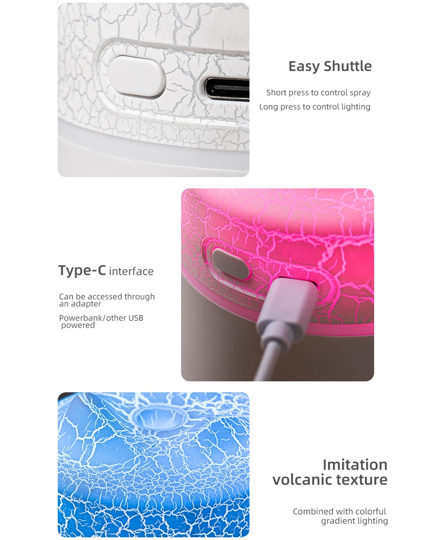 Portable Mini Humidifier, Colorful, Cool Mist, USB Powered.