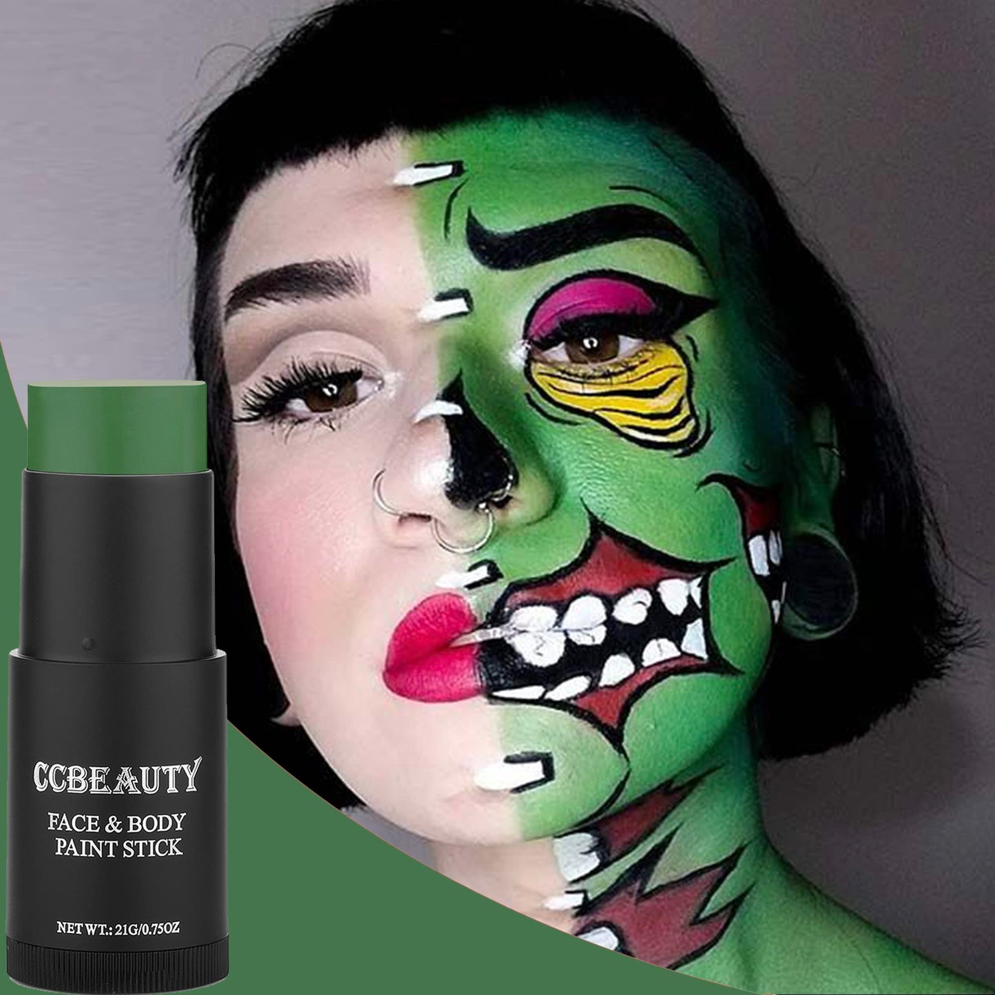 CCbeauty Witch Green Face Paint Stick, Face Painting Kit