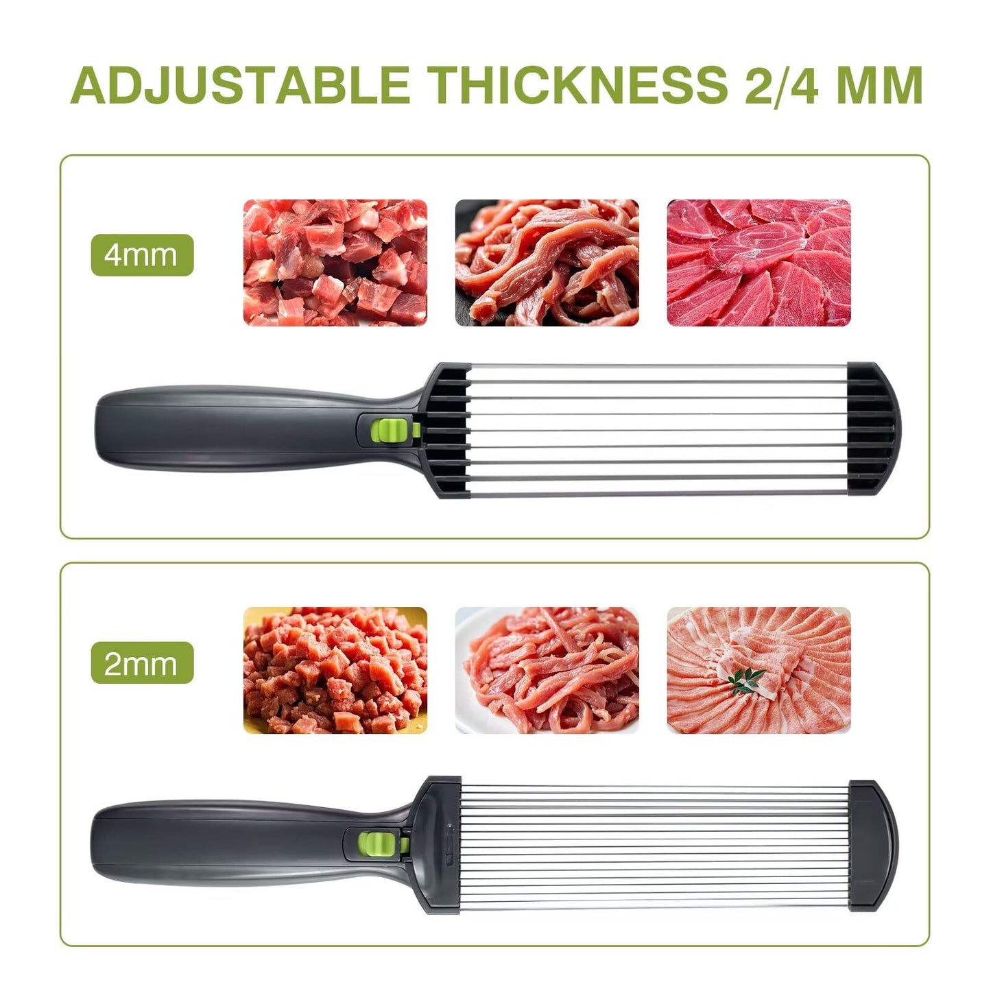 JUANWAN Fresh Meat Slicer - Thickness Adjustable 2 or 4 mm 17 IN 1
