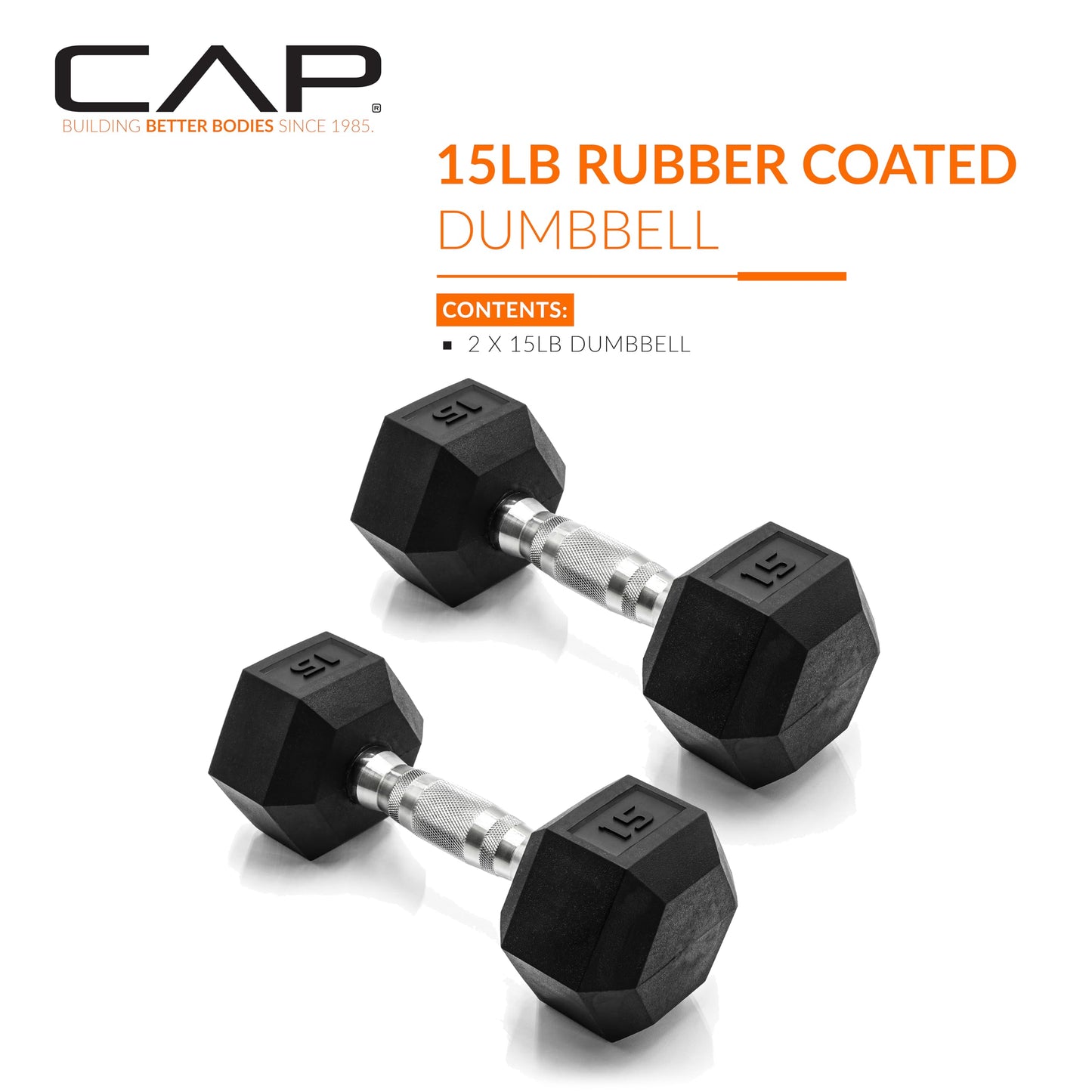 CAP Barbell 10 LB Coated Hex Dumbbell Weight Pair with Black Handle