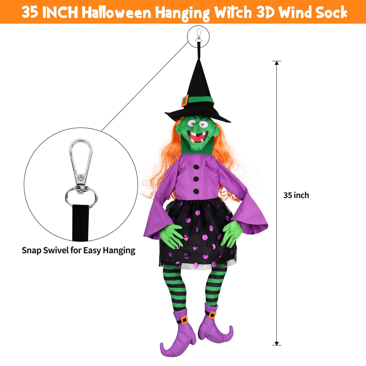 POPGIFTU 64" Large Crashing Witch into Tree Halloween Outdoor Decoration