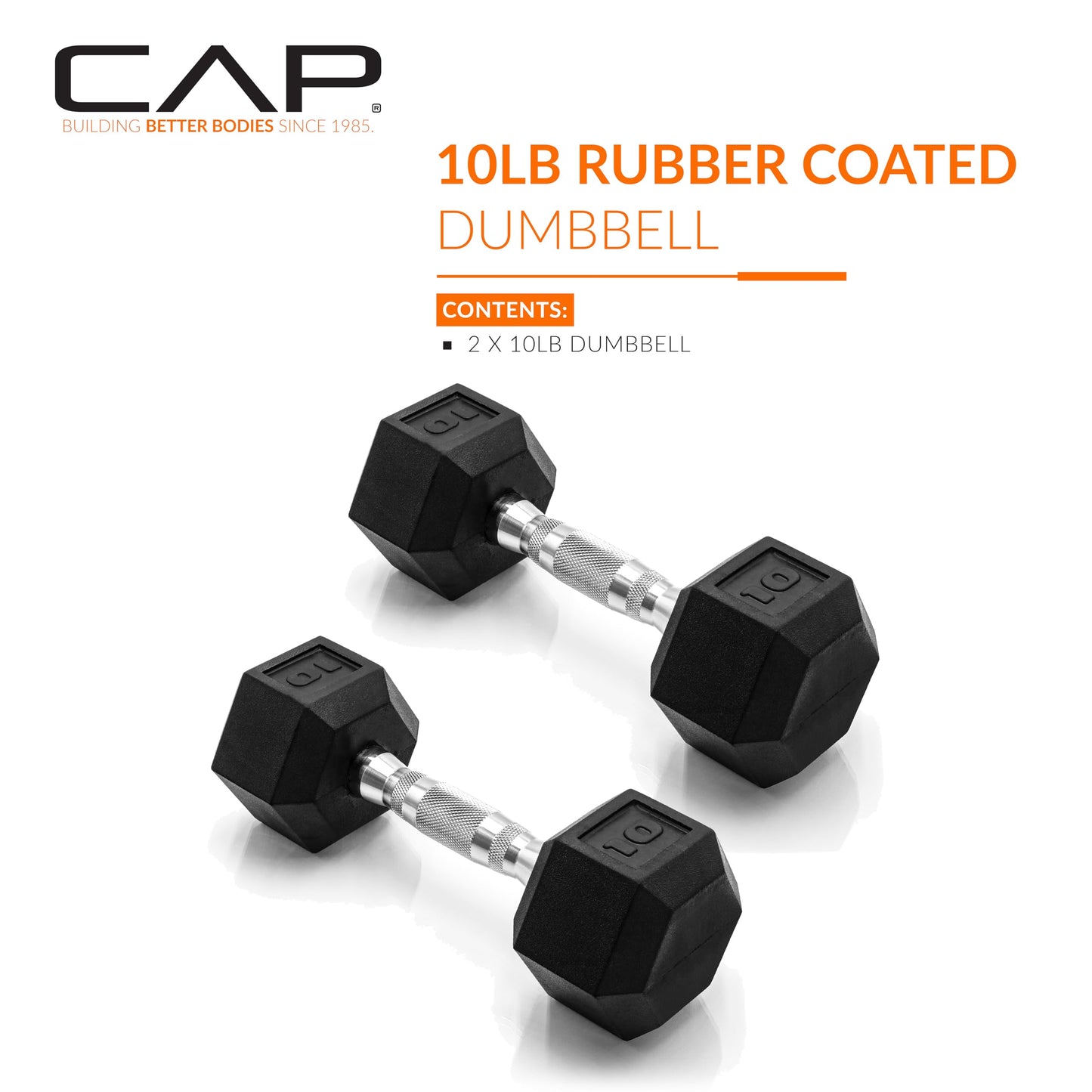 CAP Barbell 10 LB Coated Hex Dumbbell Weight Pair with Black Handle