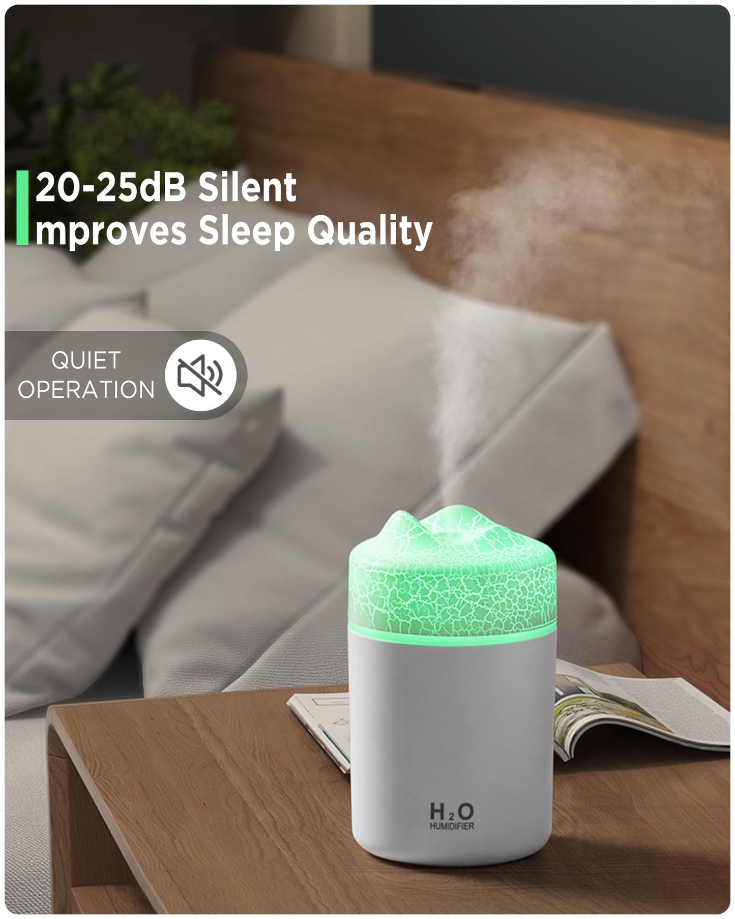 Portable Mini Humidifier, Colorful, Cool Mist, USB Powered.