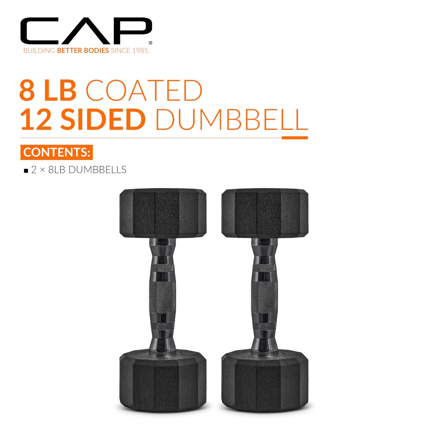 CAP Barbell 10 LB Coated Hex Dumbbell Weight Pair with Black Handle