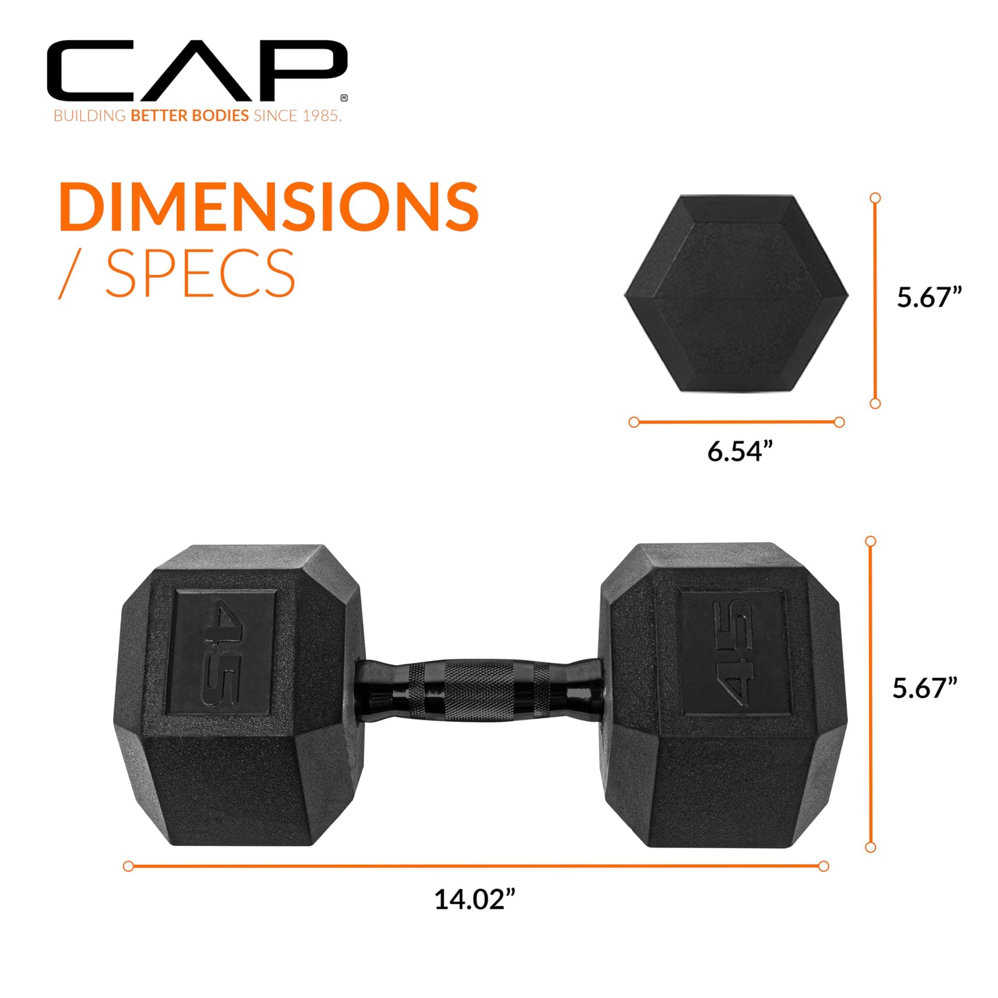 CAP Barbell 10 LB Coated Hex Dumbbell Weight Pair with Black Handle