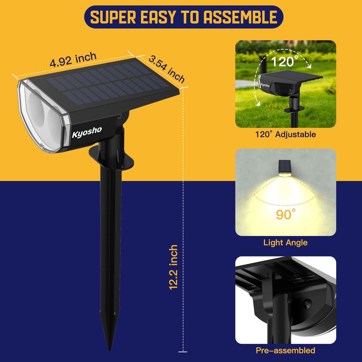 Kyosho Solar Color Spot Lights Outdoor, 9 Lighting Modes Halloween Christmas Lights