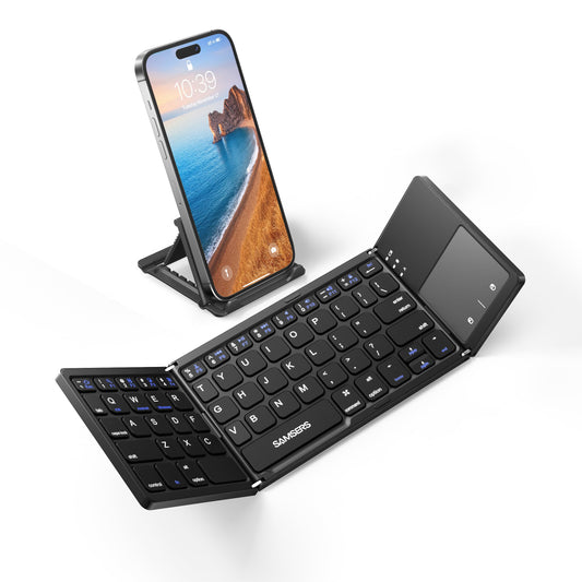 Samsers Foldable Bluetooth Keyboard with Touchpad- Black