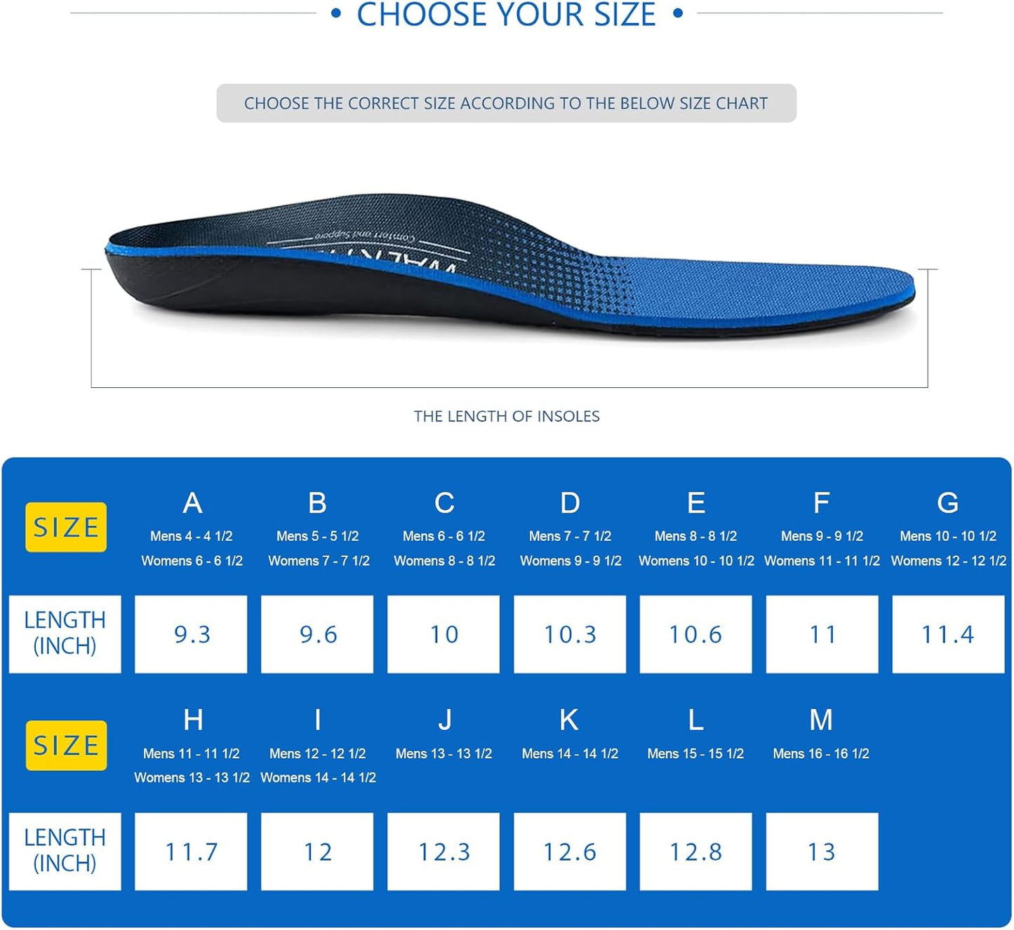 Plantar Fasciitis Relief - Arch Support Insoles for Men Women