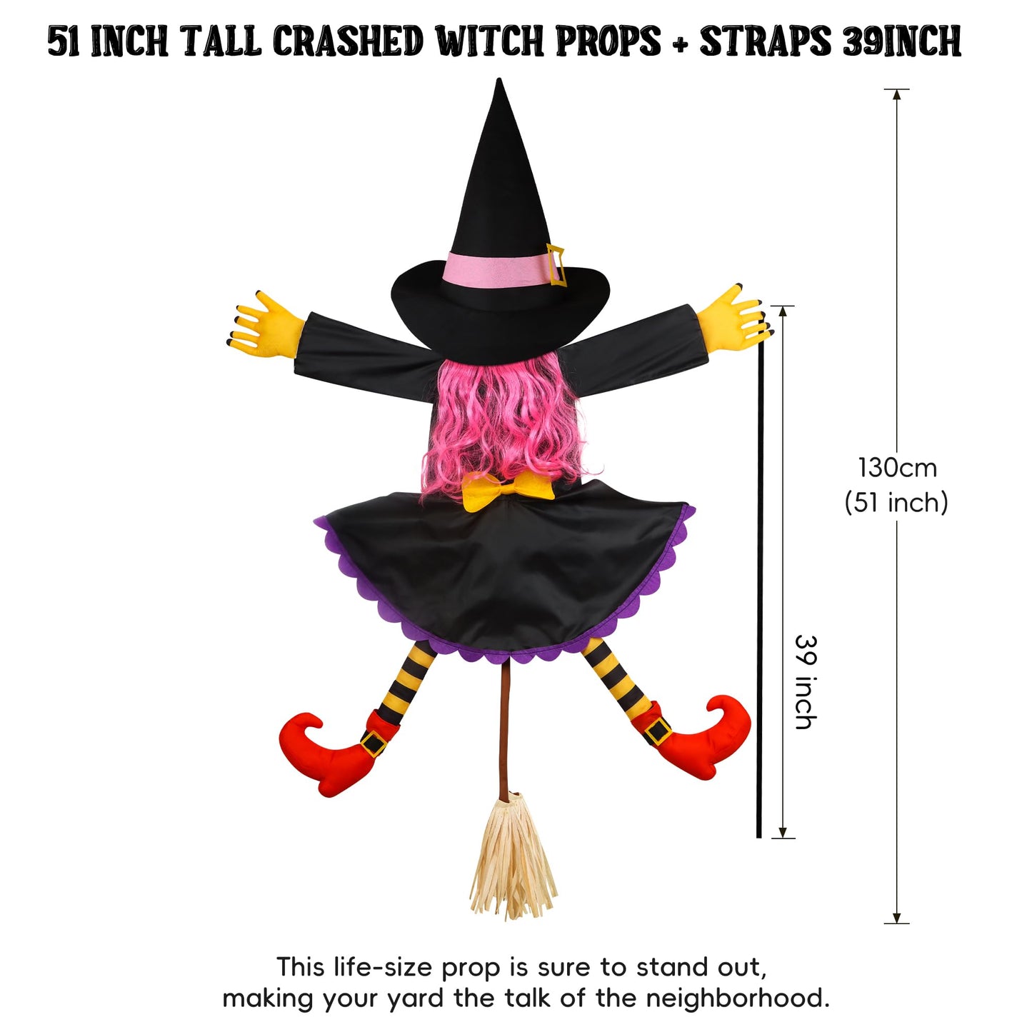 POPGIFTU 64" Large Crashing Witch into Tree Halloween Outdoor Decoration