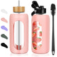 FULBEVY Glass Water Bottles 64 oz