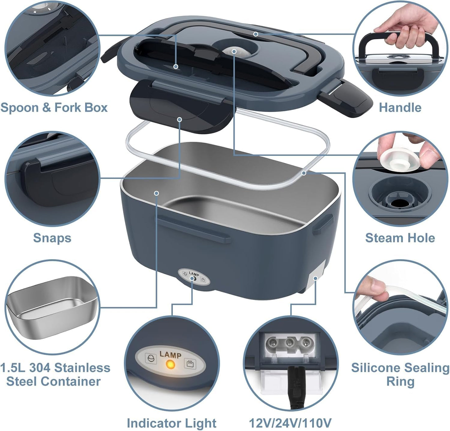 WisaKey Green Electric Lunch Box Food Heater