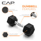 CAP Barbell 10 LB Coated Hex Dumbbell Weight Pair with Black Handle