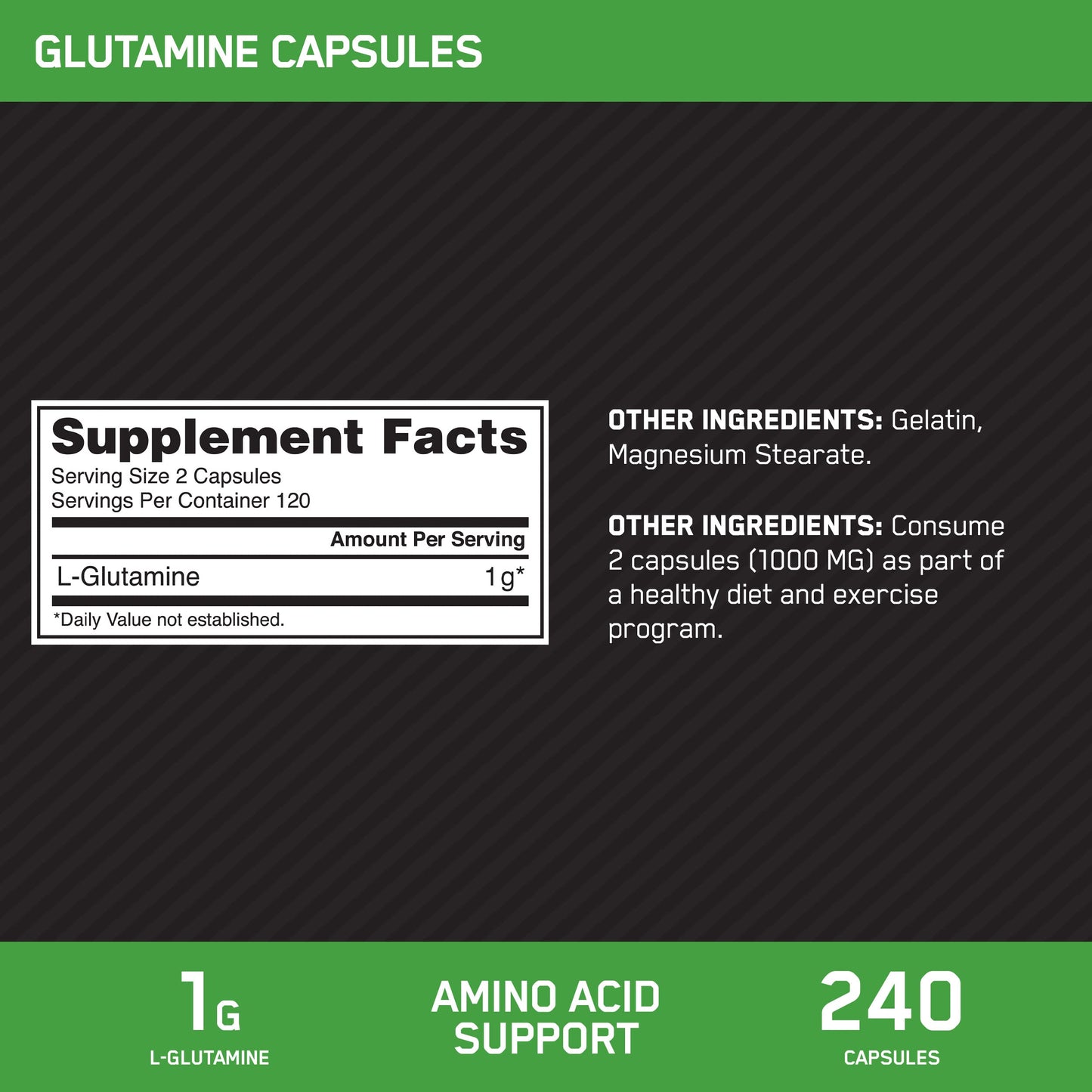 Optimum Nutrition L-Glutamine Muscle Recovery Capsules