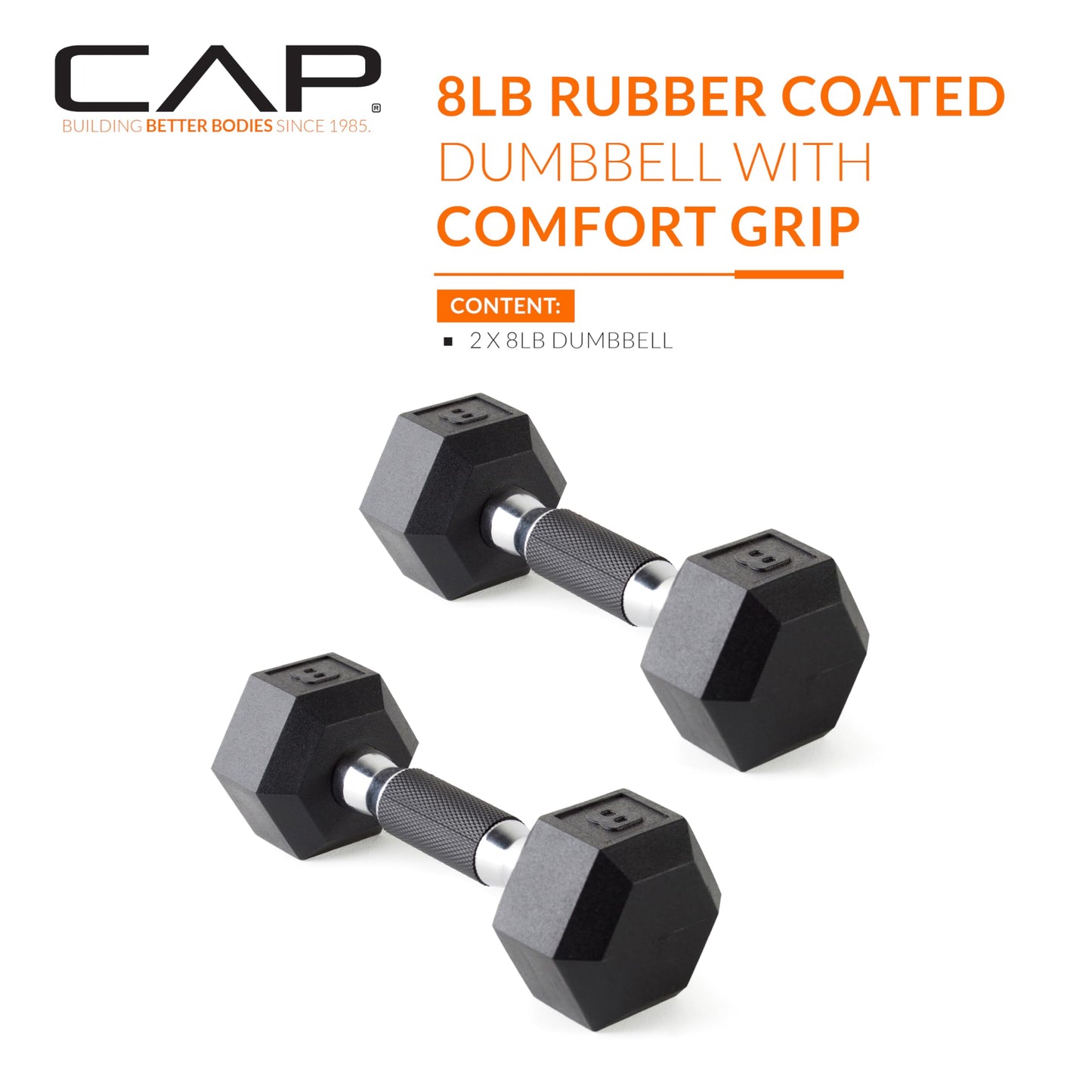 CAP Barbell 10 LB Coated Hex Dumbbell Weight Pair with Black Handle