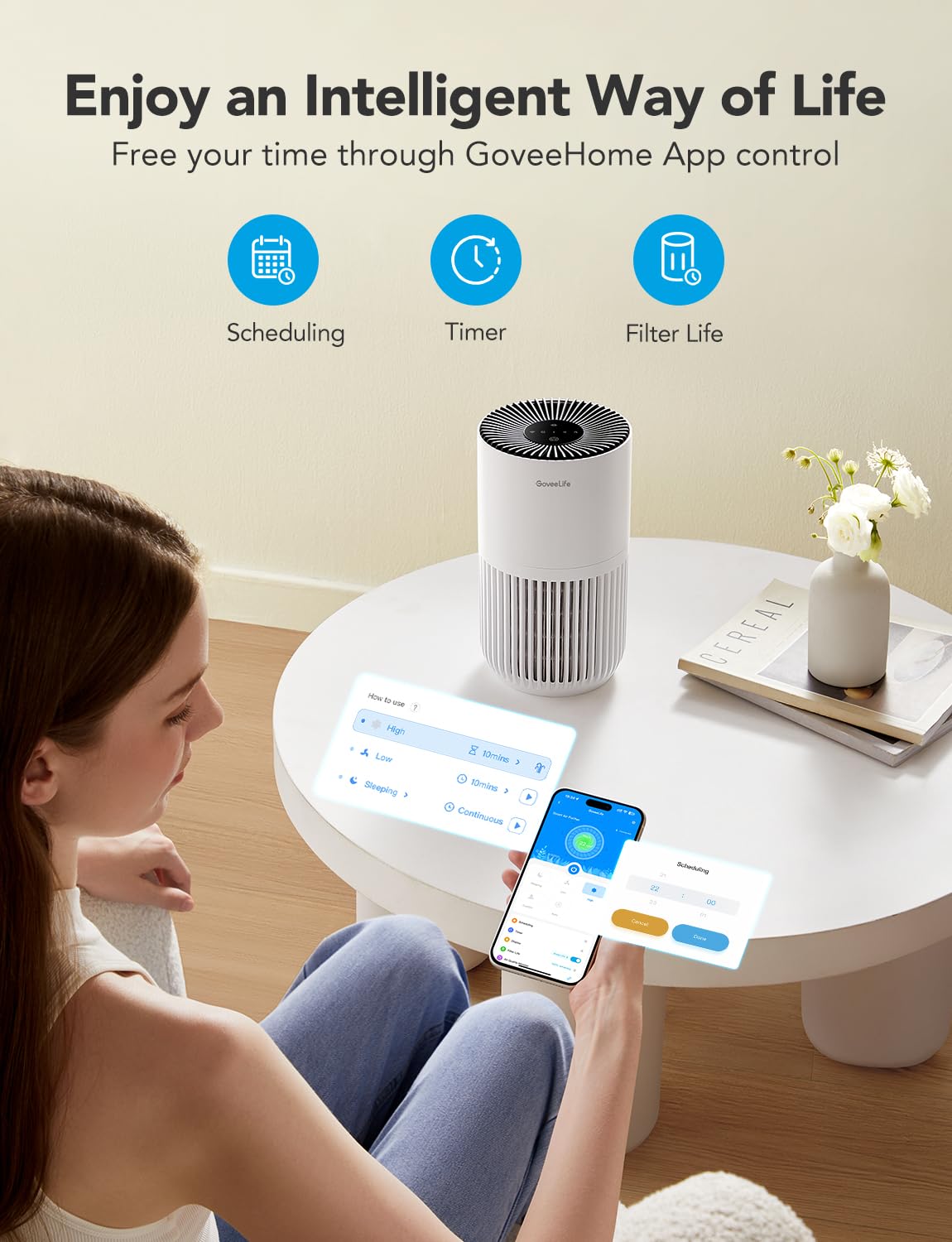 GoveeLife Mini Air Purifier for Bedroom