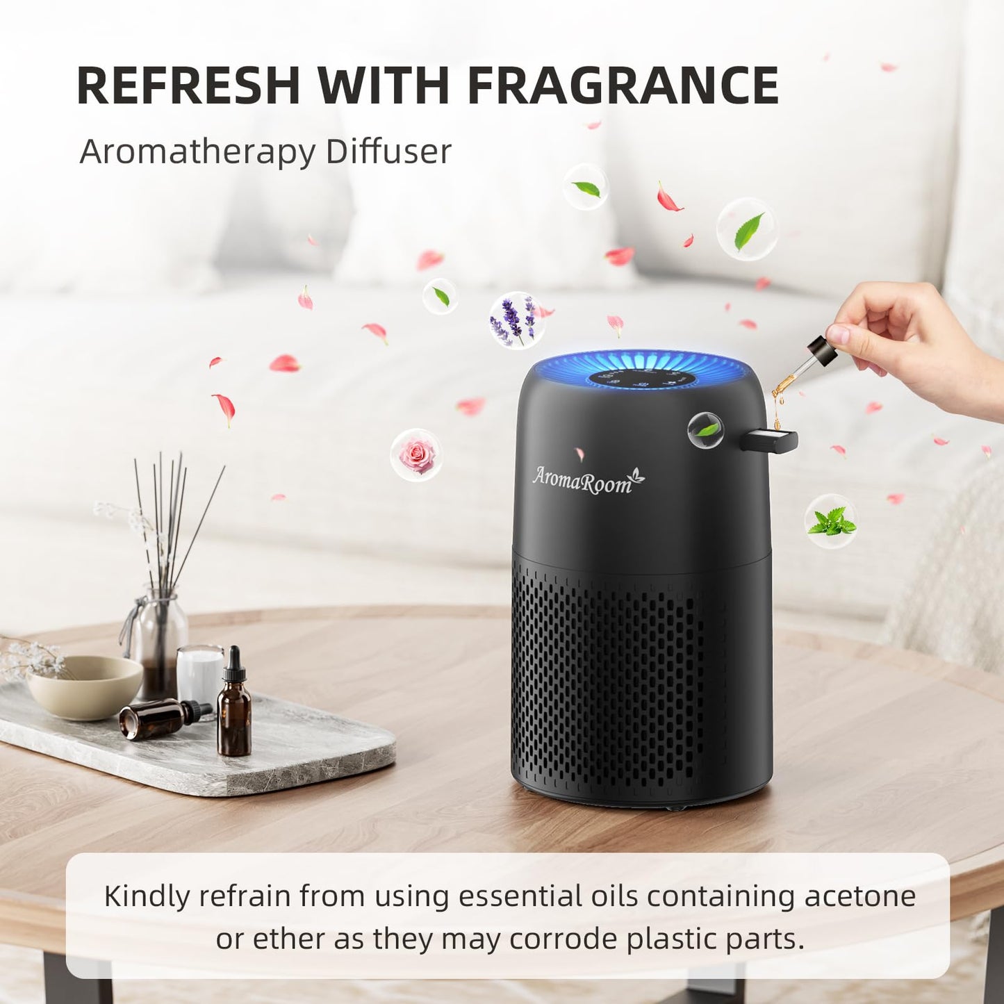 AromaRoom Air Purifiers for Bedroom with True HEPA13 Filters 3-in-1