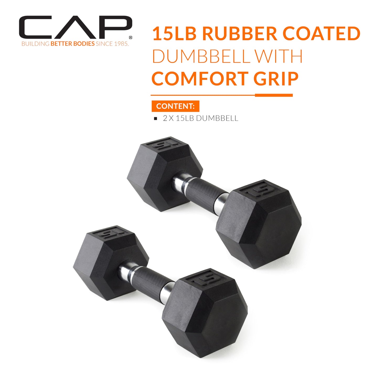 CAP Barbell 10 LB Coated Hex Dumbbell Weight Pair with Black Handle
