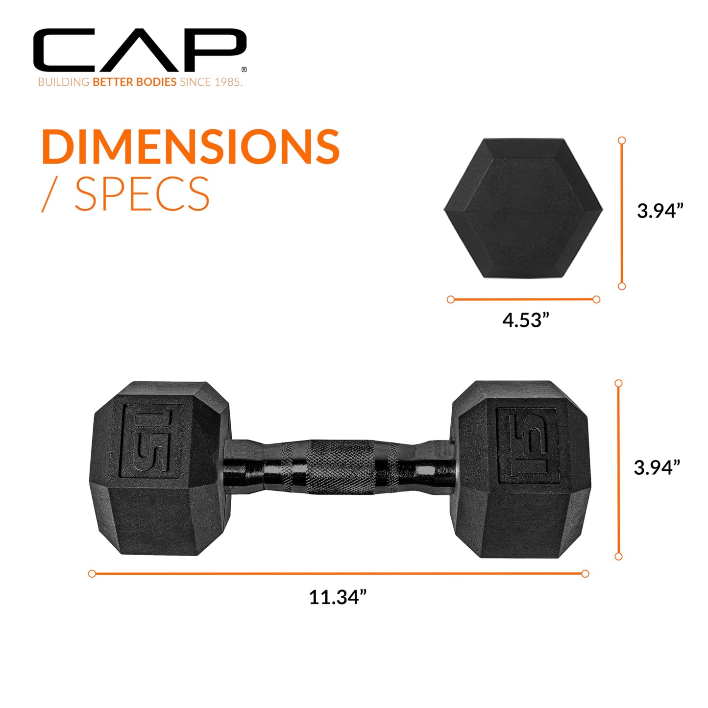 CAP Barbell 10 LB Coated Hex Dumbbell Weight Pair with Black Handle