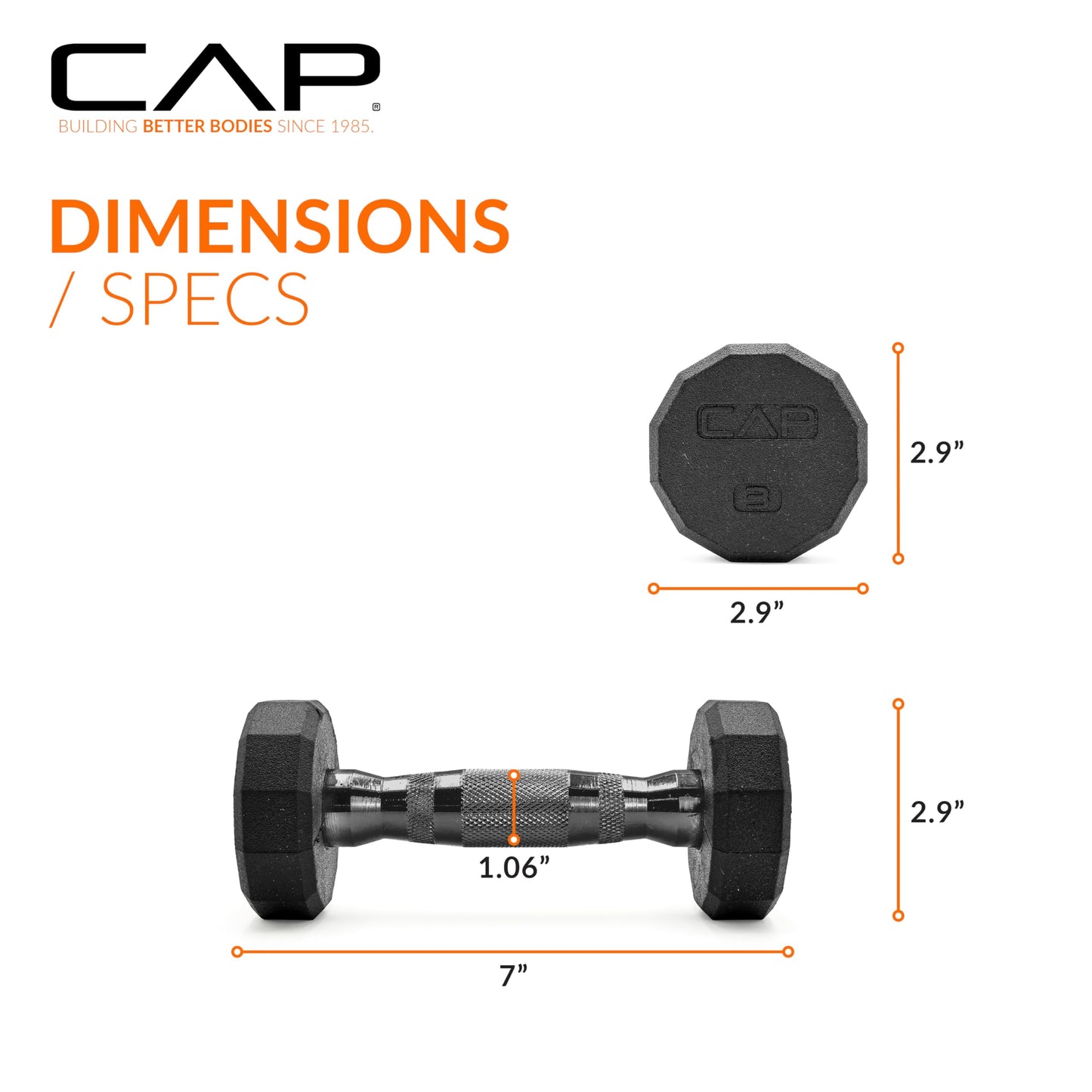 CAP Barbell 10 LB Coated Hex Dumbbell Weight Pair with Black Handle