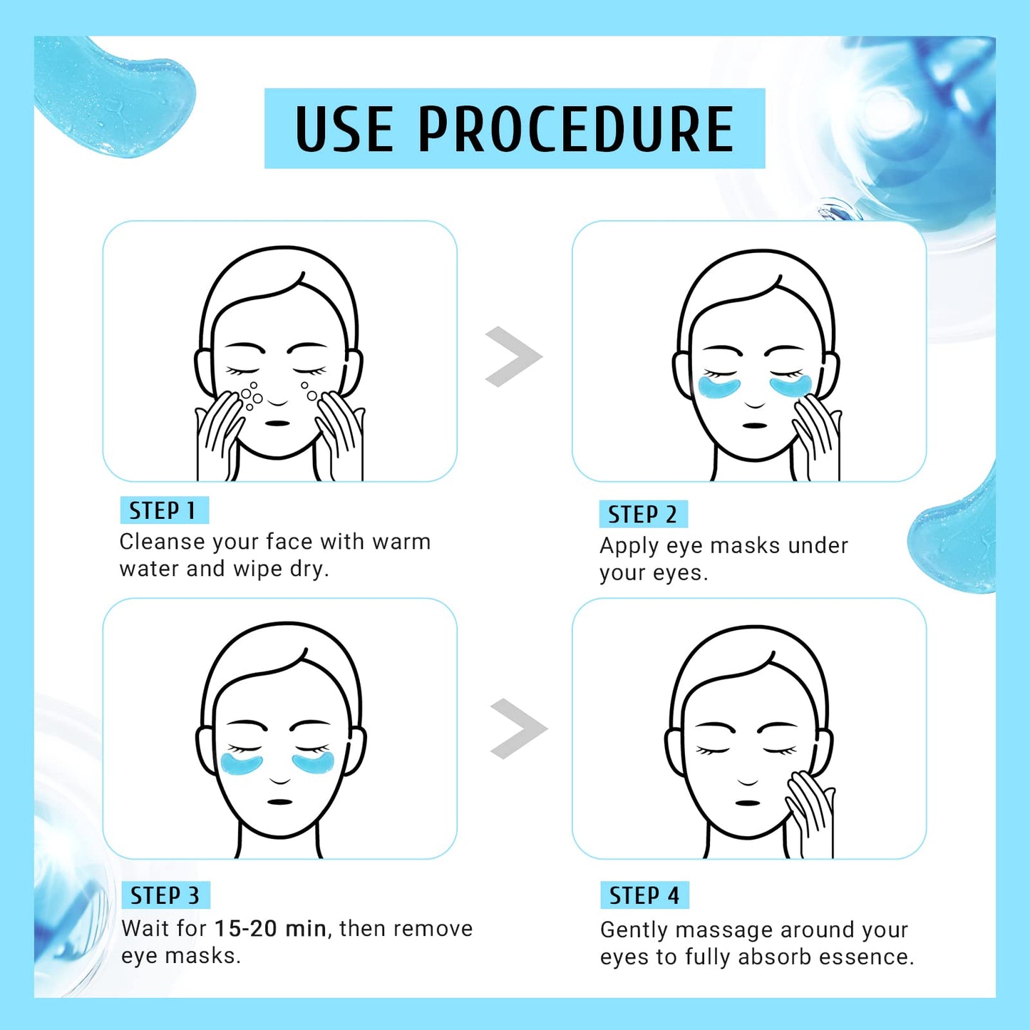 PEAUAMIE Under Eye Patches Gold and Hyaluronic Acid for puffy eyes