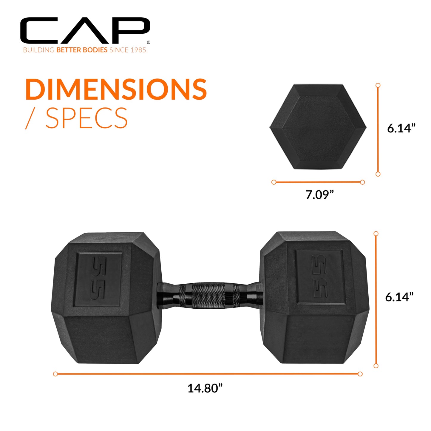 CAP Barbell 10 LB Coated Hex Dumbbell Weight Pair with Black Handle