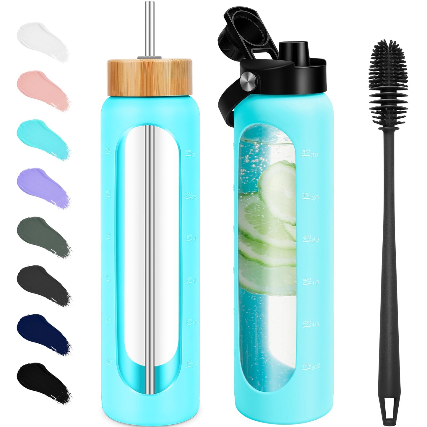 FULBEVY Glass Water Bottles 64 oz