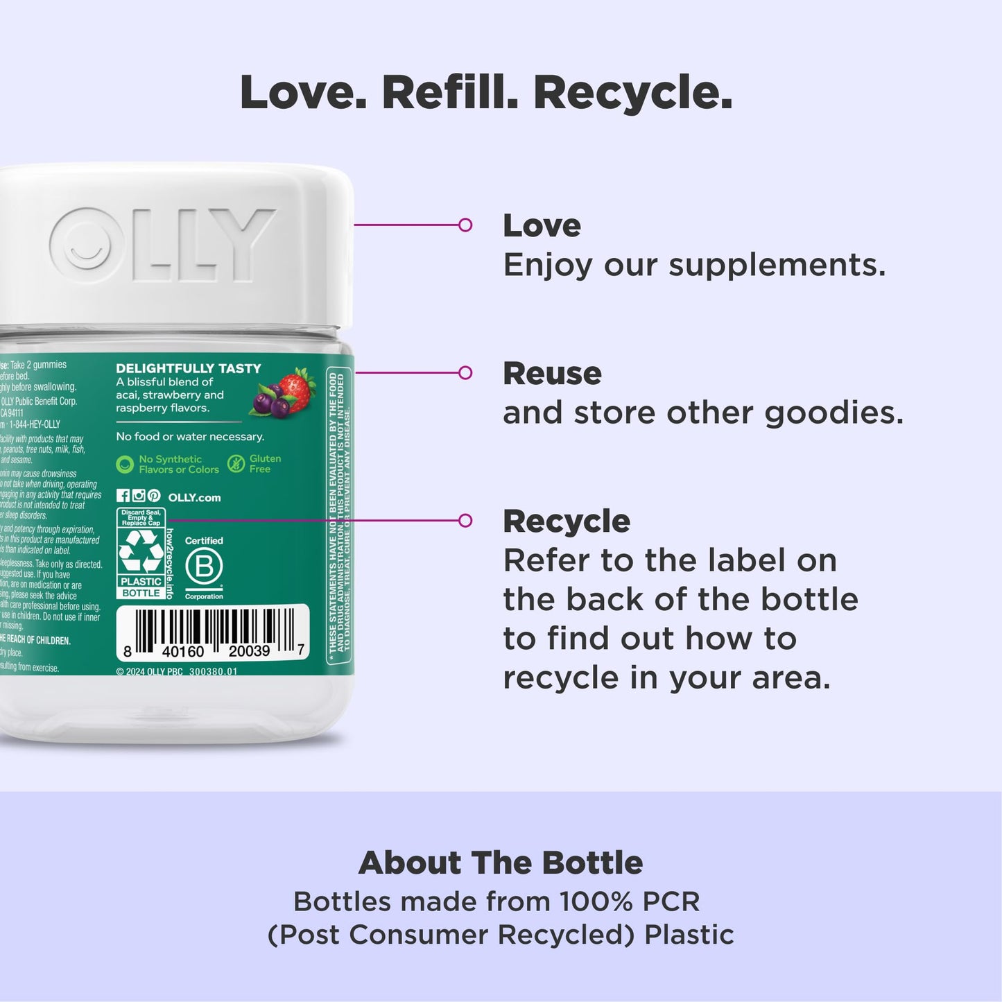 OLLY Muscle Recovery Sleep Gummies,  3mg  40 Count