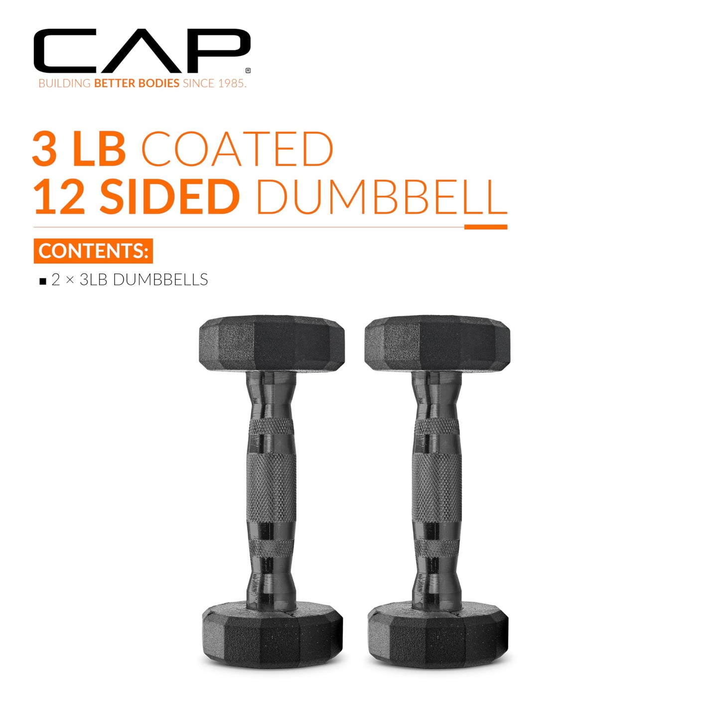 CAP Barbell 10 LB Coated Hex Dumbbell Weight Pair with Black Handle