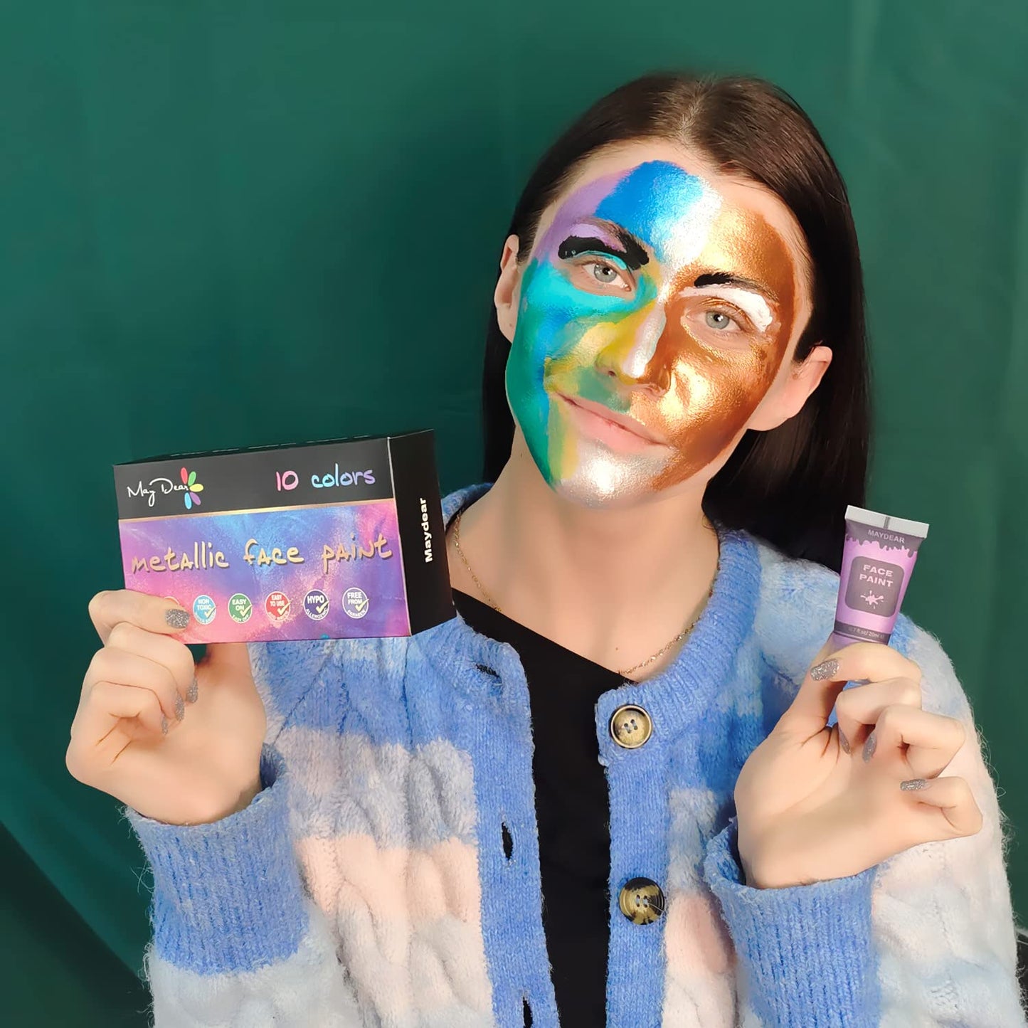 Maydear 12 Colors Face Body Paint Set, Safe Non-Toxic Liquid Paint for Adults and Children