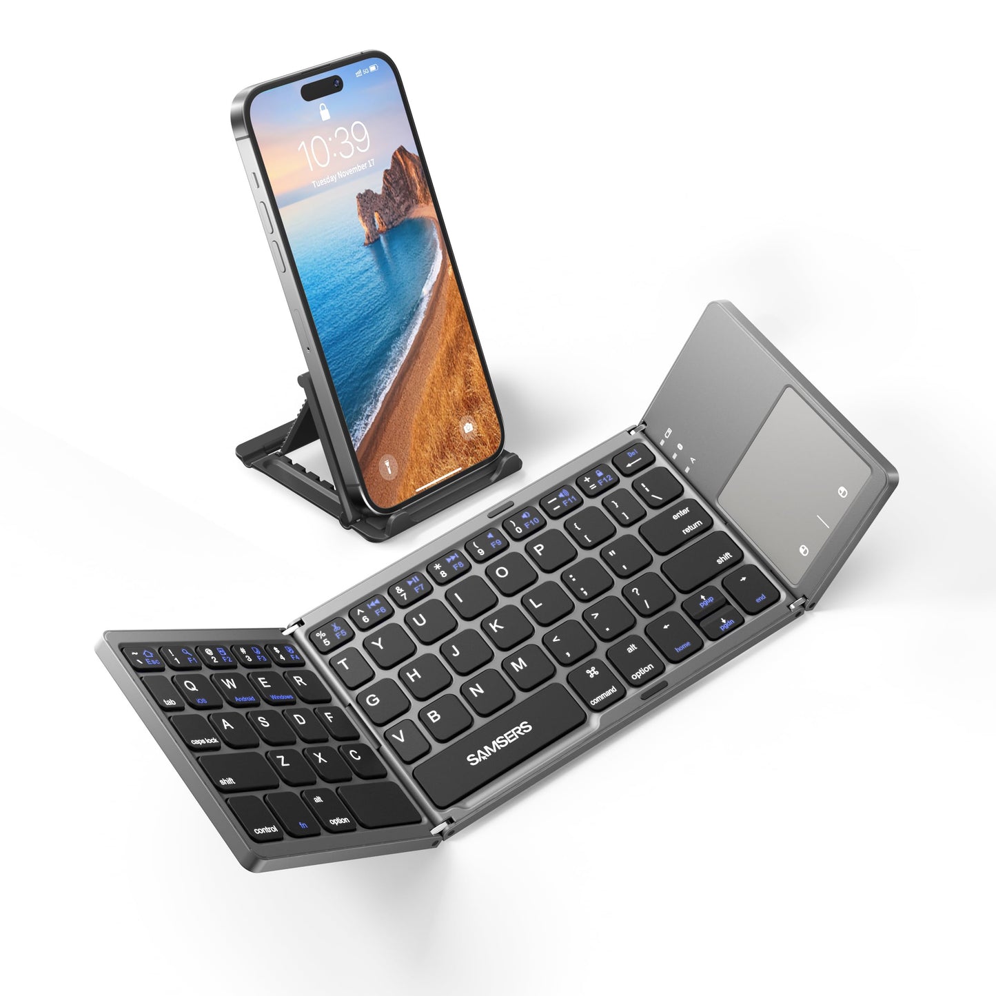 Samsers Foldable Bluetooth Keyboard with Touchpad- Black