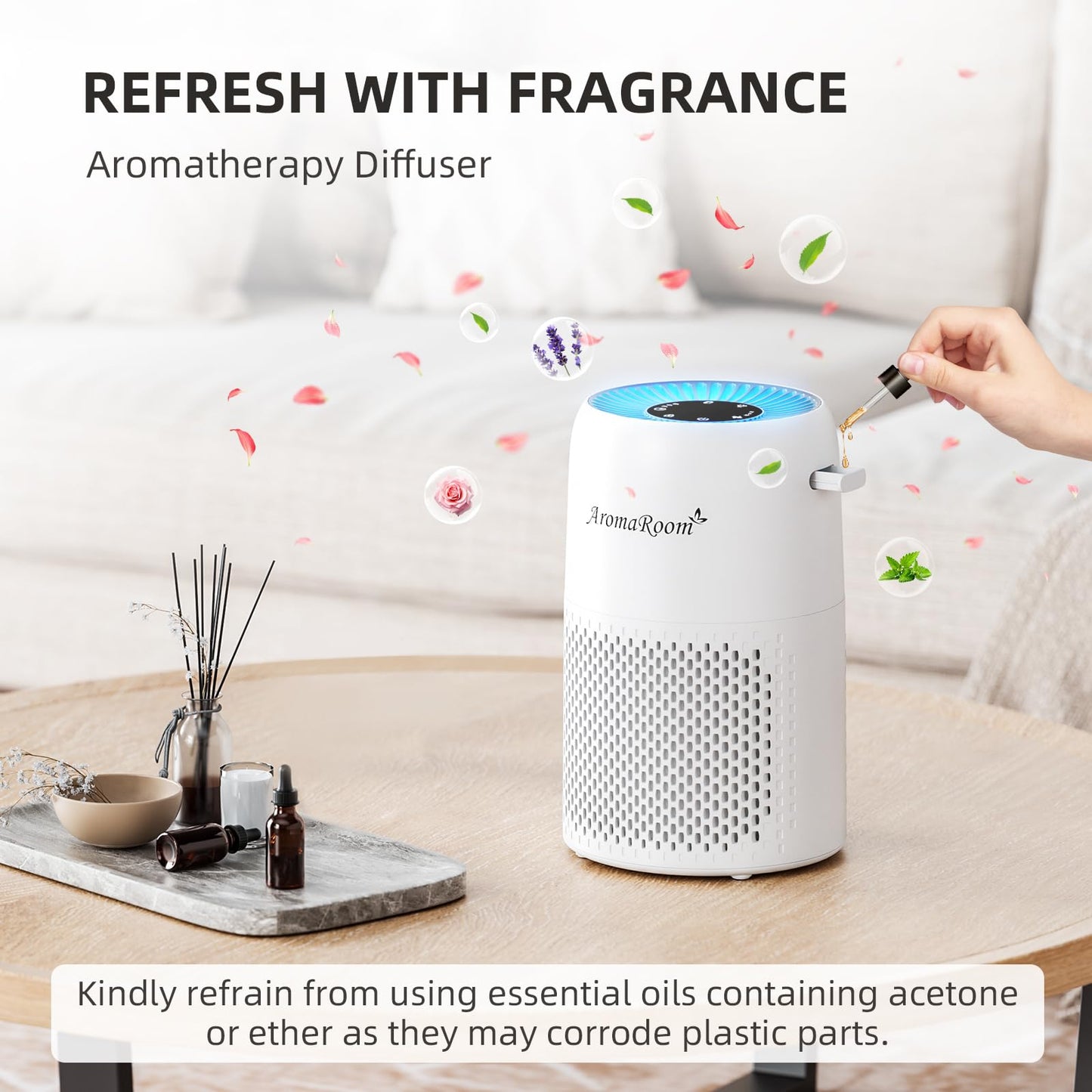 AromaRoom Air Purifiers for Bedroom with True HEPA13 Filters 3-in-1