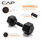 CAP Barbell 10 LB Coated Hex Dumbbell Weight Pair with Black Handle
