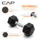 CAP Barbell 10 LB Coated Hex Dumbbell Weight Pair with Black Handle
