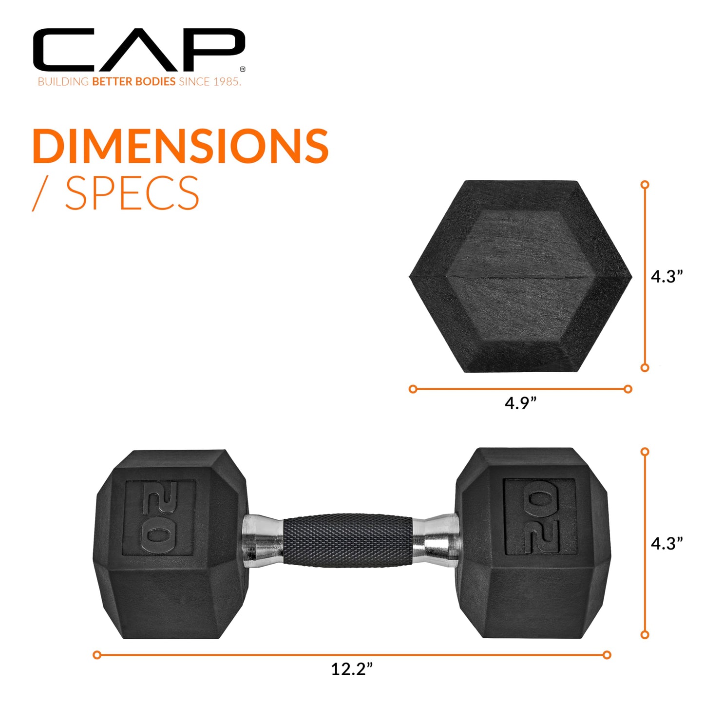 CAP Barbell 10 LB Coated Hex Dumbbell Weight Pair with Black Handle