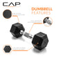CAP Barbell 10 LB Coated Hex Dumbbell Weight Pair with Black Handle